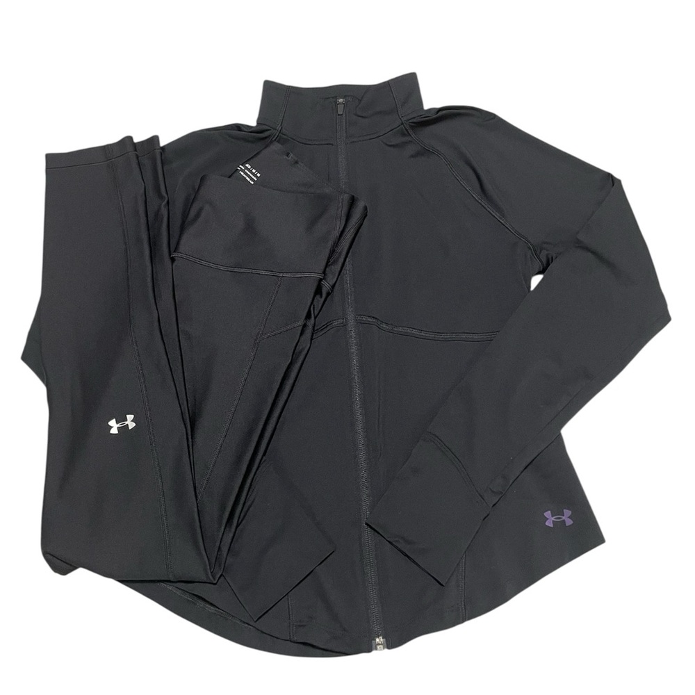 Under Armour Black Zip-Up Jacket and Legging Size Medium